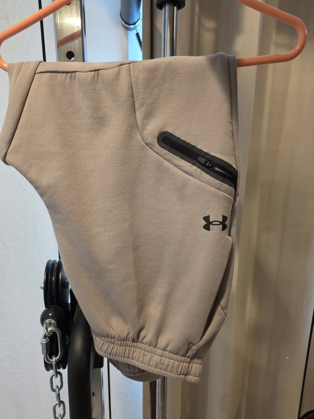 Under Armour Taupe Athletic Joggers with Zip Pocket